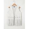 image:imageDokotoo Womens Fringe Vest Cowgirl Western Outfits 70s Hippie Costume Sleeveless Hollow Out Faux Suede Tassel OuterwearWhite