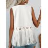 image:imageDokotoo Womens Fringe Vest Cowgirl Western Outfits 70s Hippie Costume Sleeveless Hollow Out Faux Suede Tassel OuterwearWhite