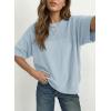image:imageDokotoo Womens Half Sleeve Casual Oversized Trendy Sweaters Crewneck Cropped Sweater Knit TopsBeau Blue