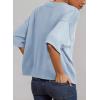 image:imageDokotoo Womens Half Sleeve Casual Oversized Trendy Sweaters Crewneck Cropped Sweater Knit TopsBeau Blue