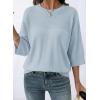 image:imageDokotoo Womens Half Sleeve Casual Oversized Trendy Sweaters Crewneck Cropped Sweater Knit TopsBeau Blue