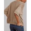 image:imageDokotoo Womens Half Sleeve Casual Oversized Trendy Sweaters Crewneck Cropped Sweater Knit TopsDune
