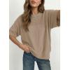 image:imageDokotoo Womens Half Sleeve Casual Oversized Trendy Sweaters Crewneck Cropped Sweater Knit TopsDune