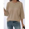 image:imageDokotoo Womens Half Sleeve Casual Oversized Trendy Sweaters Crewneck Cropped Sweater Knit TopsDune