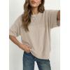 image:imageDokotoo Womens Half Sleeve Casual Oversized Trendy Sweaters Crewneck Cropped Sweater Knit TopsJet Stream