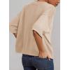 image:imageDokotoo Womens Half Sleeve Casual Oversized Trendy Sweaters Crewneck Cropped Sweater Knit TopsJet Stream