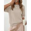 image:imageDokotoo Womens Half Sleeve Casual Oversized Trendy Sweaters Crewneck Cropped Sweater Knit TopsJet Stream