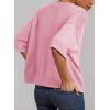 image:imageDokotoo Womens Half Sleeve Casual Oversized Trendy Sweaters Crewneck Cropped Sweater Knit TopsPink