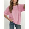 image:imageDokotoo Womens Half Sleeve Casual Oversized Trendy Sweaters Crewneck Cropped Sweater Knit TopsPink
