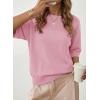 image:imageDokotoo Womens Half Sleeve Casual Oversized Trendy Sweaters Crewneck Cropped Sweater Knit TopsPink