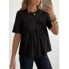 image:imageDokotoo Womens Lace Blouse Elegant Flared Swing Tops Crew Neck Short Sleeve Textured Embroidered Mesh ShirtsBlack