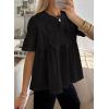 image:imageDokotoo Womens Lace Blouse Elegant Flared Swing Tops Crew Neck Short Sleeve Textured Embroidered Mesh ShirtsBlack