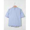 image:imageDokotoo Womens Lace Blouse Elegant Flared Swing Tops Crew Neck Short Sleeve Textured Embroidered Mesh ShirtsBlue