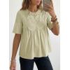image:imageDokotoo Womens Lace Blouse Elegant Flared Swing Tops Crew Neck Short Sleeve Textured Embroidered Mesh ShirtsGreen