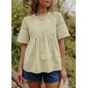 image:imageDokotoo Womens Lace Blouse Elegant Flared Swing Tops Crew Neck Short Sleeve Textured Embroidered Mesh ShirtsGreen