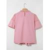 image:imageDokotoo Womens Lace Blouse Elegant Flared Swing Tops Crew Neck Short Sleeve Textured Embroidered Mesh ShirtsPink