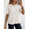 image:imageDokotoo Womens Lace Blouse Elegant Flared Swing Tops Crew Neck Short Sleeve Textured Embroidered Mesh ShirtsWhite