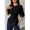image:imageDokotoo Womens Peplum Tops Summer Babydoll Short Sleeve T Shirts Casual Dressy Going Out Fashion Trendy Y2K ClothesBlack