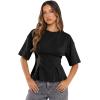 image:imageDokotoo Womens Peplum Tops Summer Babydoll Short Sleeve T Shirts Casual Dressy Going Out Fashion Trendy Y2K ClothesBlack