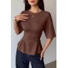 image:imageDokotoo Womens Peplum Tops Summer Babydoll Short Sleeve T Shirts Casual Dressy Going Out Fashion Trendy Y2K ClothesCoffee