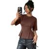 image:imageDokotoo Womens Peplum Tops Summer Babydoll Short Sleeve T Shirts Casual Dressy Going Out Fashion Trendy Y2K ClothesCoffee