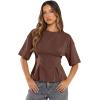 image:imageDokotoo Womens Peplum Tops Summer Babydoll Short Sleeve T Shirts Casual Dressy Going Out Fashion Trendy Y2K ClothesCoffee