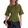 image:imageDokotoo Womens Peplum Tops Summer Babydoll Short Sleeve T Shirts Casual Dressy Going Out Fashion Trendy Y2K ClothesGreen