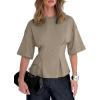 image:imageDokotoo Womens Peplum Tops Summer Babydoll Short Sleeve T Shirts Casual Dressy Going Out Fashion Trendy Y2K ClothesSmoke Grey