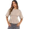 image:imageDokotoo Womens Peplum Tops Summer Babydoll Short Sleeve T Shirts Casual Dressy Going Out Fashion Trendy Y2K ClothesSmoke Grey