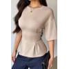 image:imageDokotoo Womens Peplum Tops Summer Babydoll Short Sleeve T Shirts Casual Dressy Going Out Fashion Trendy Y2K ClothesSmoke Grey