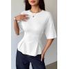 image:imageDokotoo Womens Peplum Tops Summer Babydoll Short Sleeve T Shirts Casual Dressy Going Out Fashion Trendy Y2K ClothesWhite
