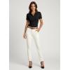 image:imageDokotoo Womens Polo Shirts Short Sleeve Business Casual Tops V Neck Collared Shirts Slim Fit BlousesBlack