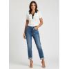 image:imageDokotoo Womens Polo Shirts Short Sleeve Business Casual Tops V Neck Collared Shirts Slim Fit BlousesBlack Neck White
