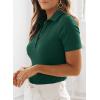 image:imageDokotoo Womens Polo Shirts Short Sleeve Business Casual Tops V Neck Collared Shirts Slim Fit BlousesBlackish Green
