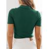 image:imageDokotoo Womens Polo Shirts Short Sleeve Business Casual Tops V Neck Collared Shirts Slim Fit BlousesBlackish Green
