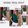 image:imageDokotoo Womens Polo Shirts Short Sleeve Business Casual Tops V Neck Collared Shirts Slim Fit BlousesBlackish Green