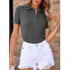 image:imageDokotoo Womens Polo Shirts Short Sleeve Business Casual Tops V Neck Collared Shirts Slim Fit BlousesCarbon Grey