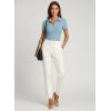 image:imageDokotoo Womens Polo Shirts Short Sleeve Business Casual Tops V Neck Collared Shirts Slim Fit BlousesMist Blue