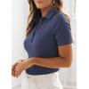 image:imageDokotoo Womens Polo Shirts Short Sleeve Business Casual Tops V Neck Collared Shirts Slim Fit BlousesNavy Blue