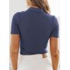 image:imageDokotoo Womens Polo Shirts Short Sleeve Business Casual Tops V Neck Collared Shirts Slim Fit BlousesNavy Blue