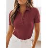 image:imageDokotoo Womens Polo Shirts Short Sleeve Business Casual Tops V Neck Collared Shirts Slim Fit BlousesRed Dahlia