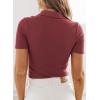 image:imageDokotoo Womens Polo Shirts Short Sleeve Business Casual Tops V Neck Collared Shirts Slim Fit BlousesRed Dahlia