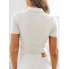 image:imageDokotoo Womens Polo Shirts Short Sleeve Business Casual Tops V Neck Collared Shirts Slim Fit BlousesWhite