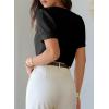 image:imageDokotoo Womens Satin Cowl Neck Blouse Short Puff Sleeve Elegant Tops Business Casual OutfitsBlack