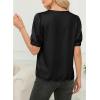 image:imageDokotoo Womens Satin Cowl Neck Blouse Short Puff Sleeve Elegant Tops Business Casual OutfitsBlack
