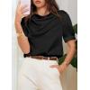 image:imageDokotoo Womens Satin Cowl Neck Blouse Short Puff Sleeve Elegant Tops Business Casual OutfitsBlack