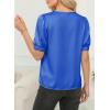 image:imageDokotoo Womens Satin Cowl Neck Blouse Short Puff Sleeve Elegant Tops Business Casual OutfitsBlue