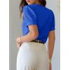 image:imageDokotoo Womens Satin Cowl Neck Blouse Short Puff Sleeve Elegant Tops Business Casual OutfitsBlue