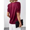 image:imageDokotoo Womens Satin Cowl Neck Blouse Short Puff Sleeve Elegant Tops Business Casual OutfitsRed