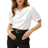 image:imageDokotoo Womens Satin Cowl Neck Blouse Short Puff Sleeve Elegant Tops Business Casual OutfitsWhite